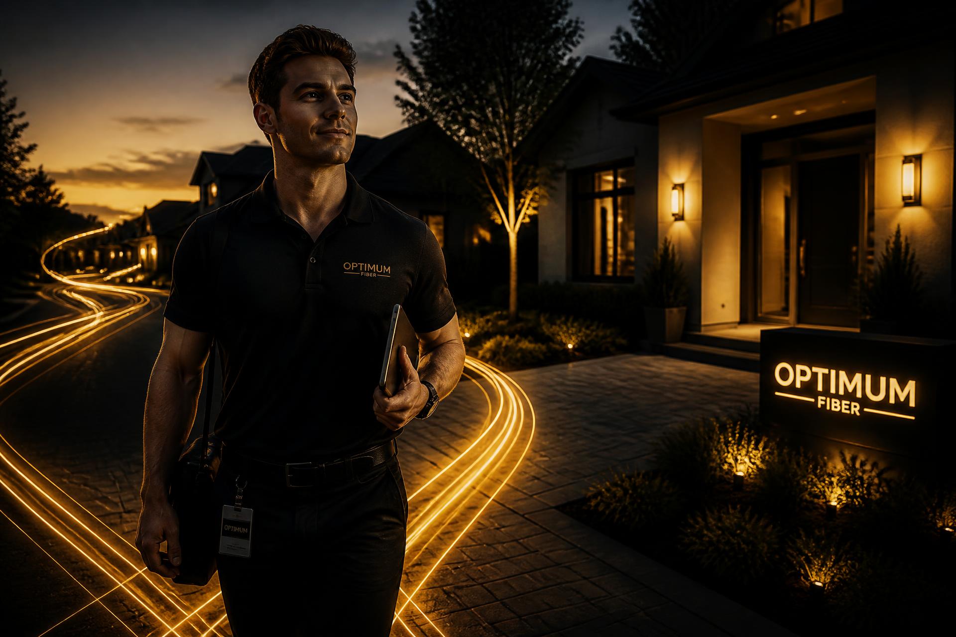 Grit & Glory fiber sales representative walking up to a modern home at dusk